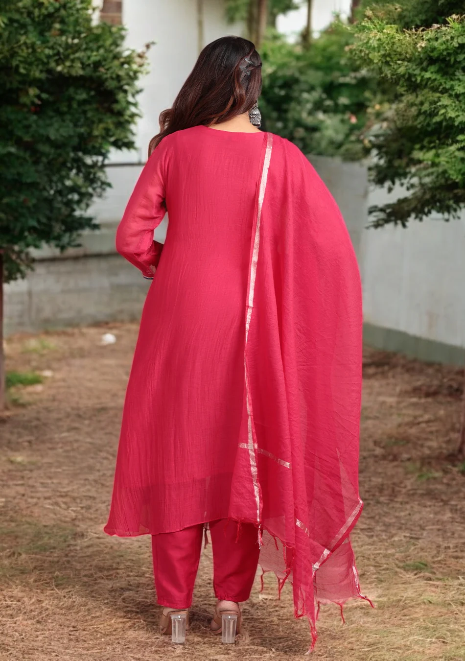 Ruby Glow Chanderi Dabka Suit Set - Image 5