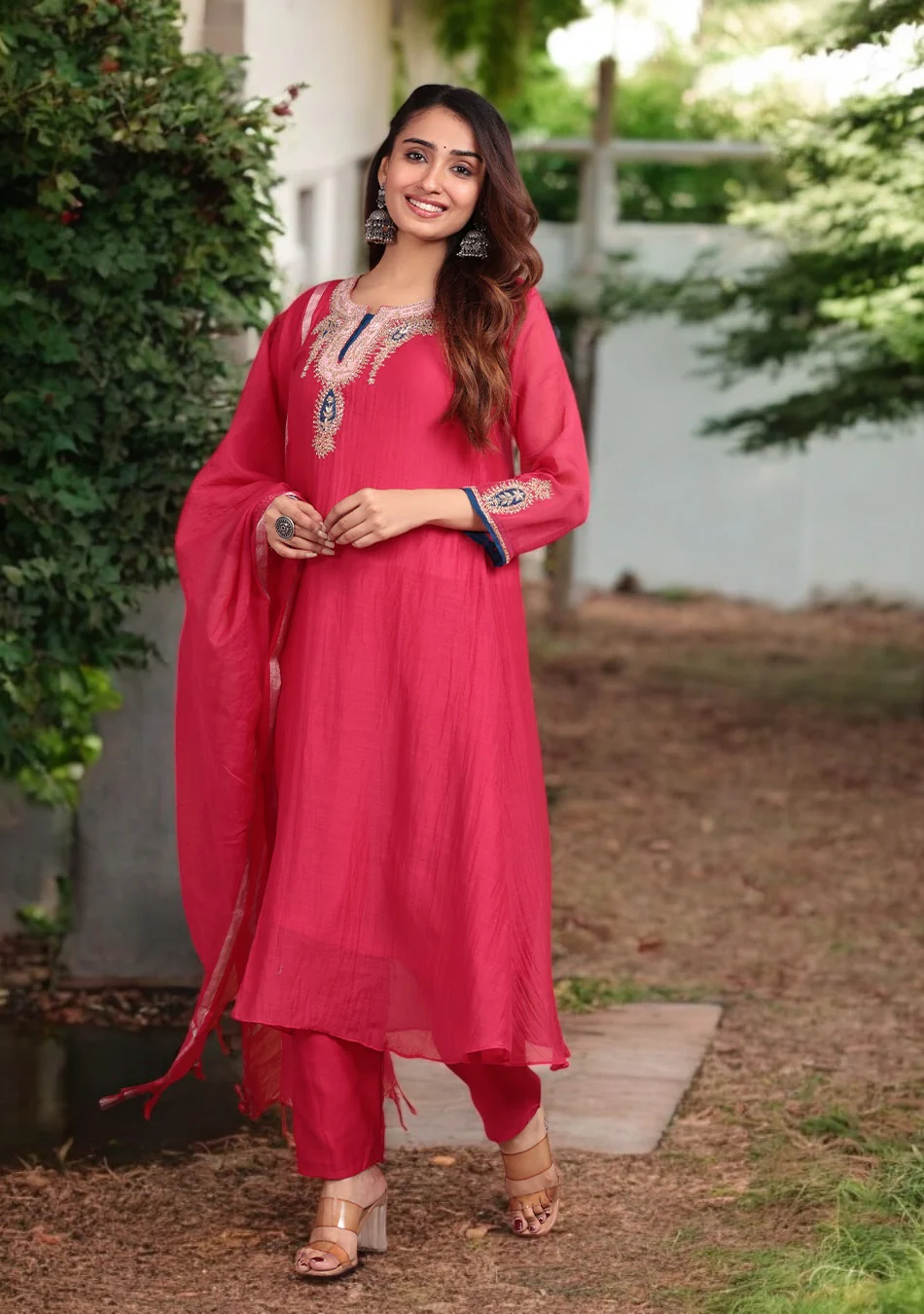 Ruby Glow Chanderi Dabka Suit Set - Image 7