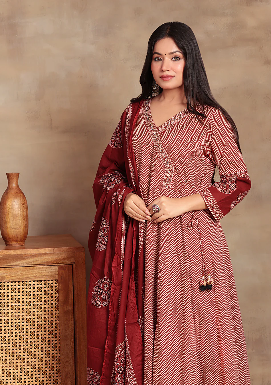 Aravalii Zariya Rust Anarkali Set - Image 4