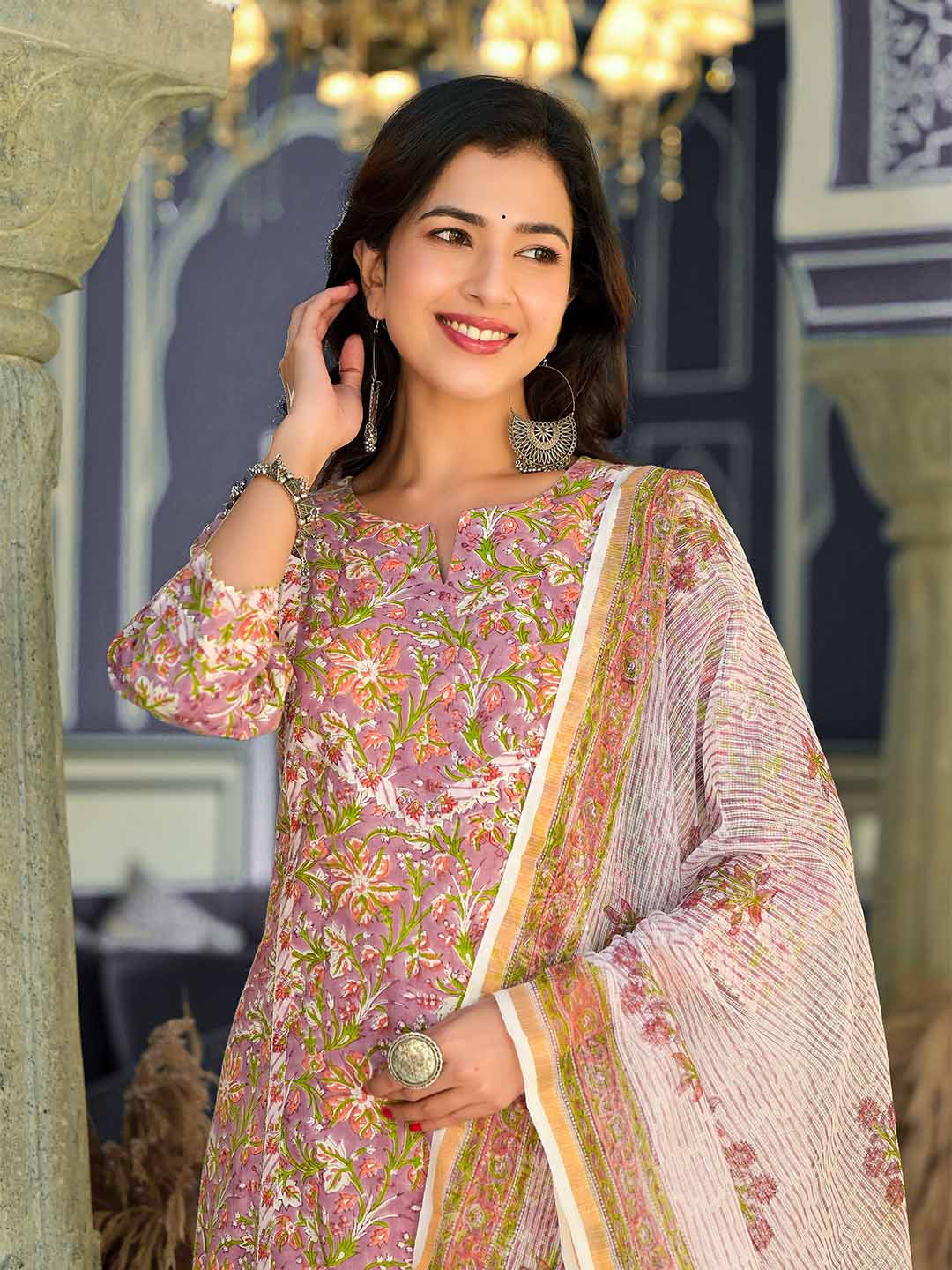 Rustic Flower Hand Block Print Suit Set - Image 2