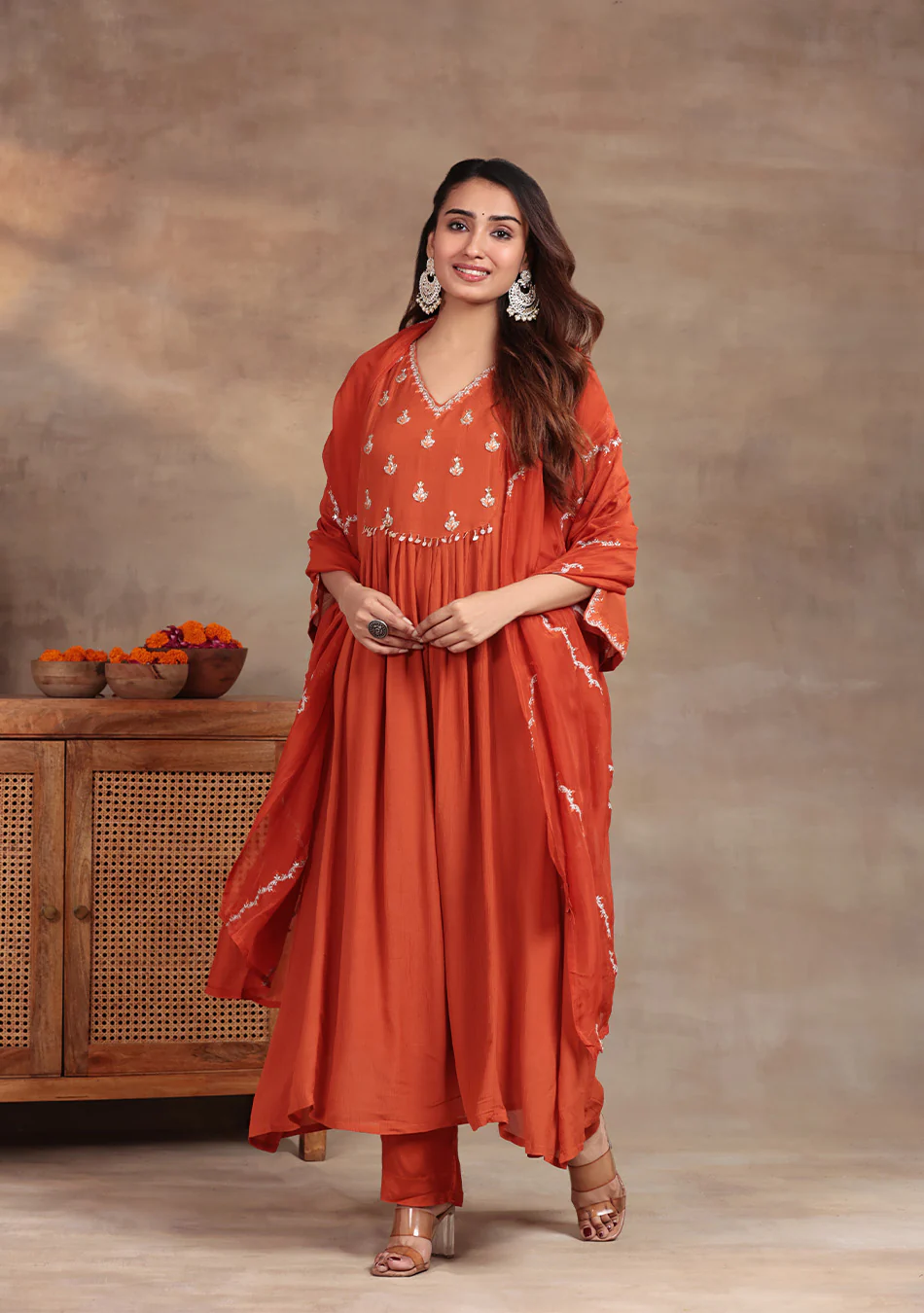 Rustic Pearl Embroidered Suit Set - Image 5