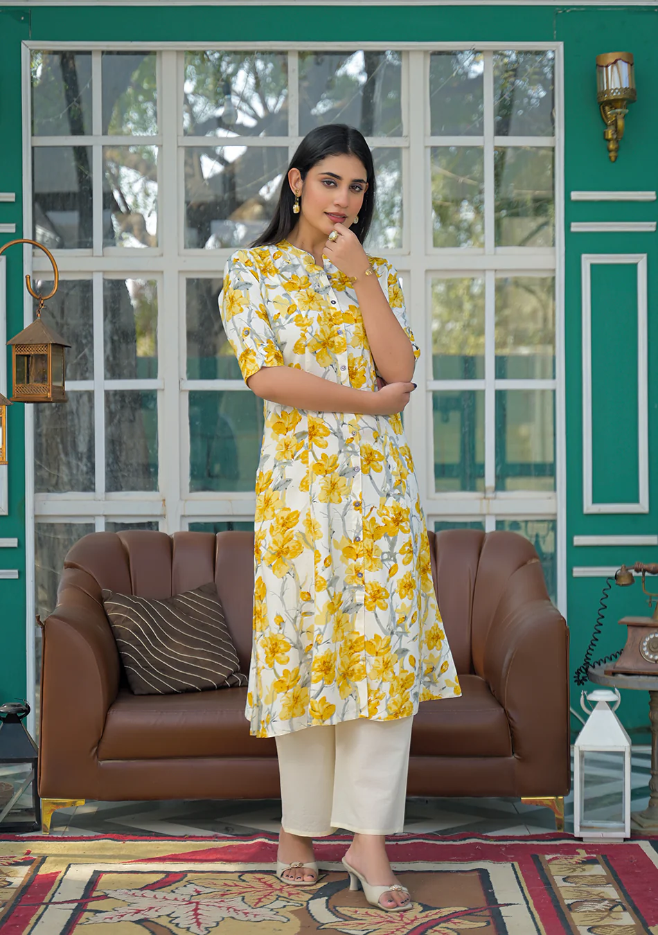 Aravalii Saffron Whisper Kurta - Image 2