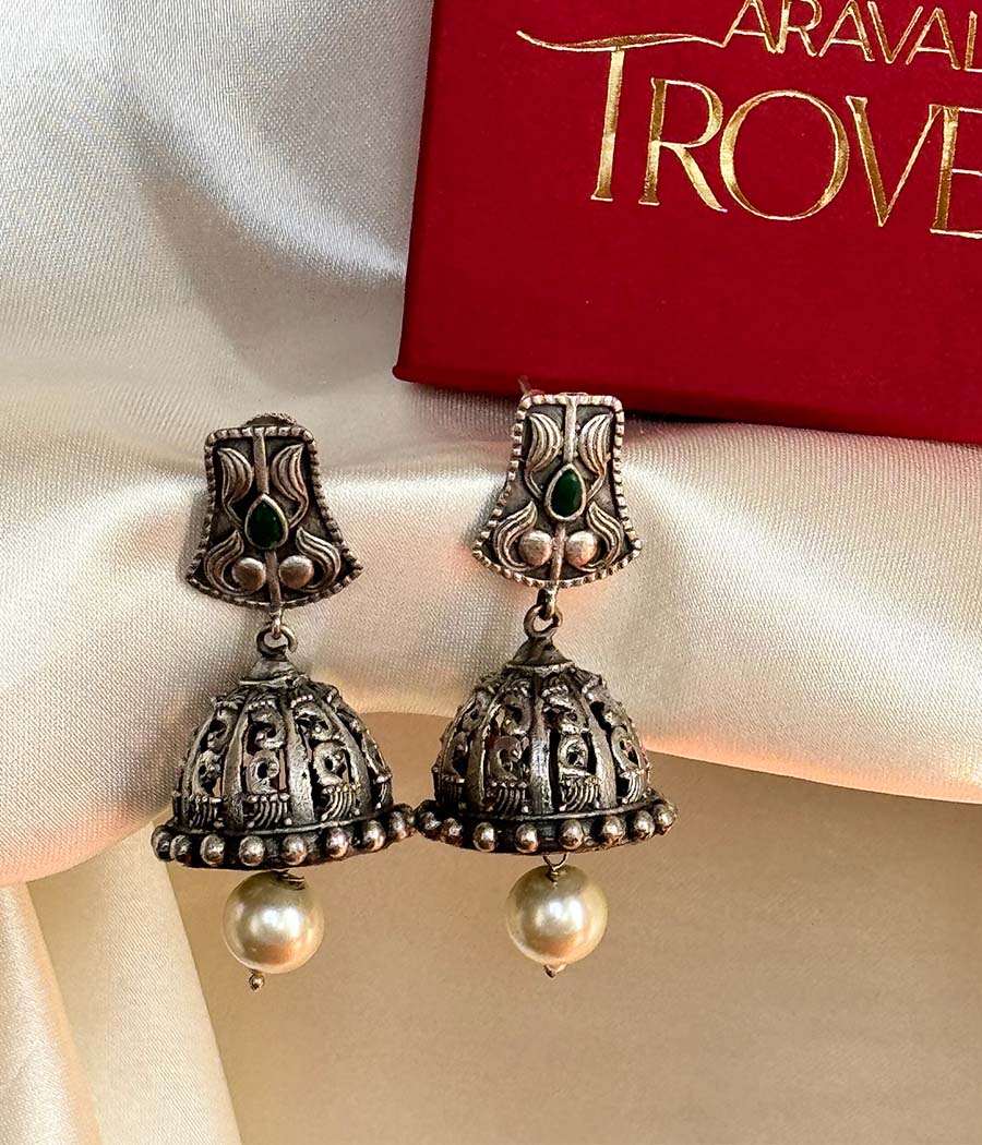 Sage Bell Pearls Dangler - Image 2