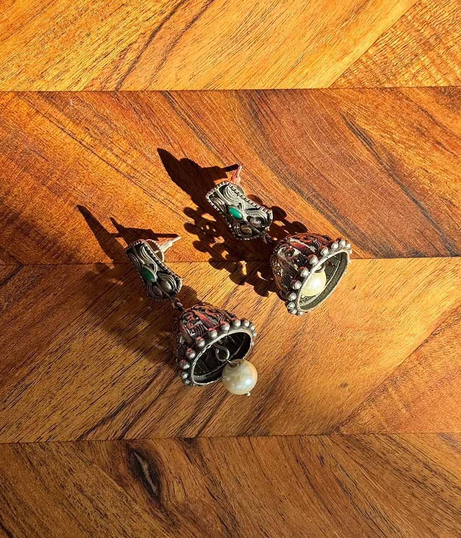 Sage Bell Pearls Dangler - Image 3