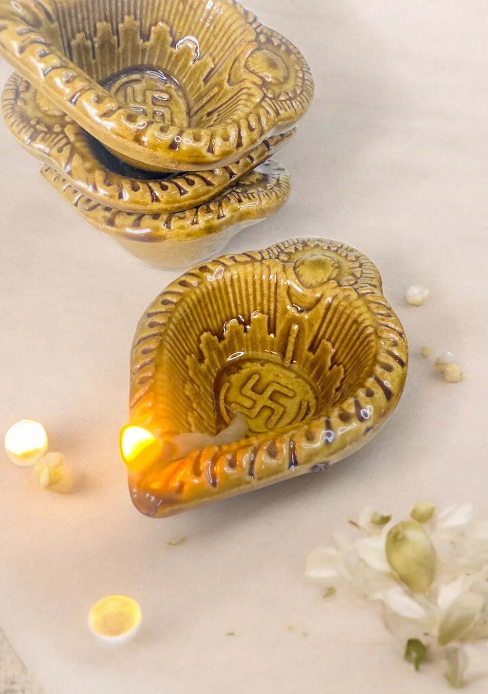 Sage Swastic Diya Set of 6 - Image 2