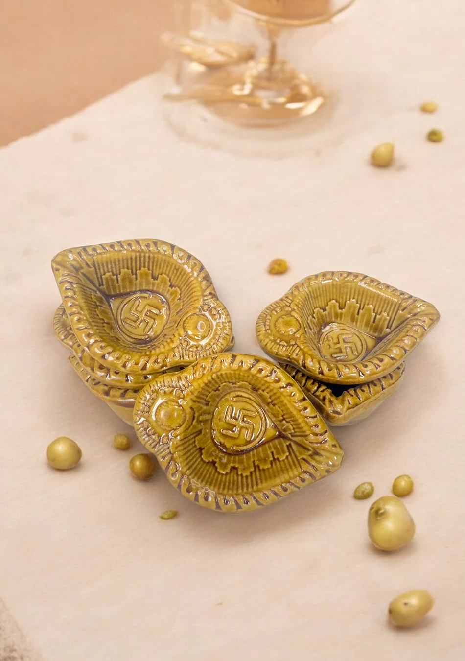 Sage Swastic Diya Set of 6 - Image 3