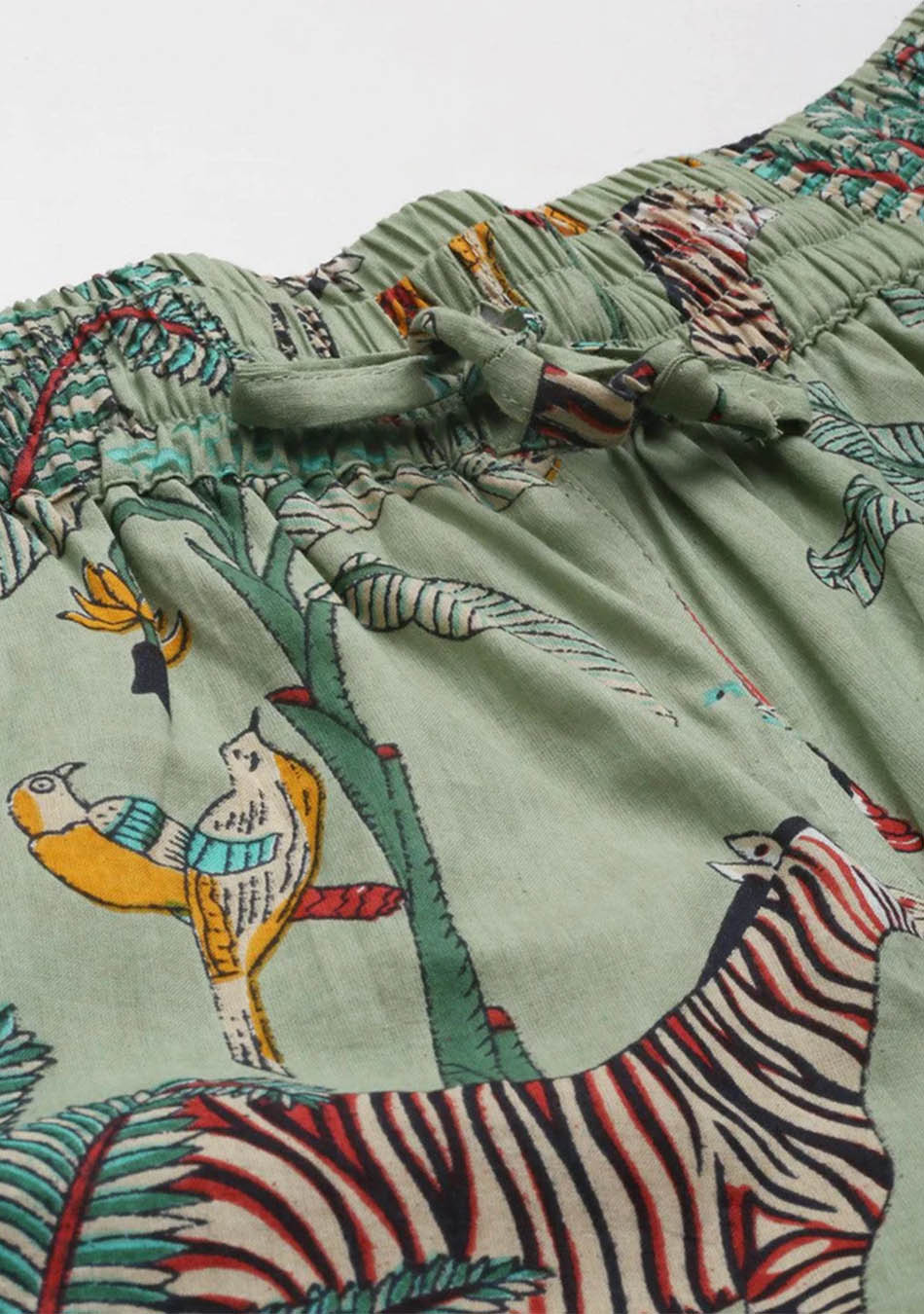 Sea Green Cotton Animal Print Night Suit - Image 5