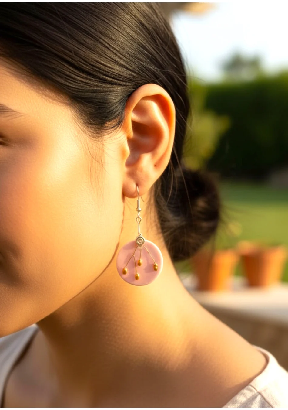 Sea Inspired Pink Earrings - Image 3