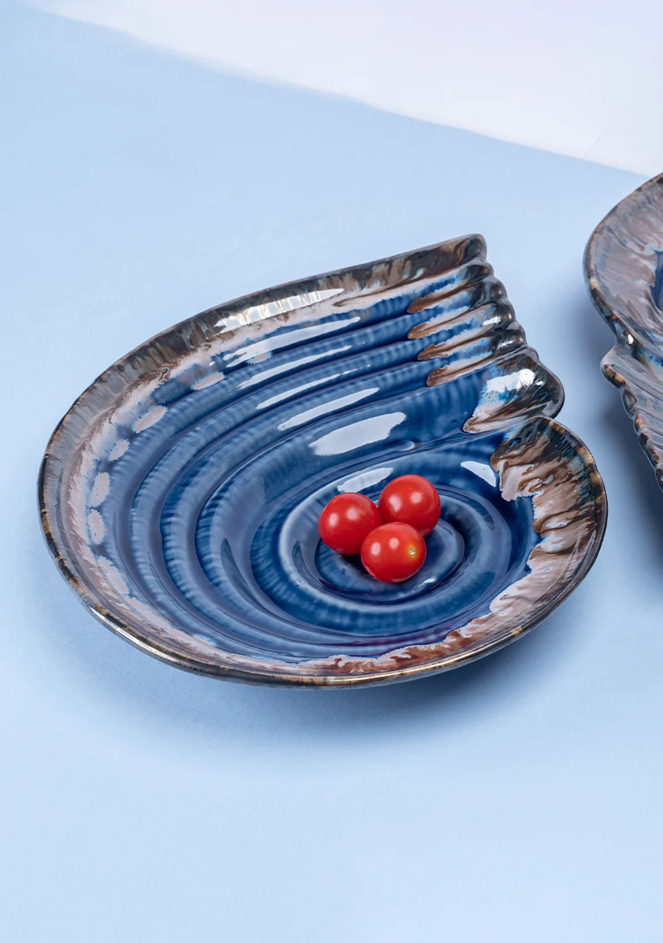 Seashell Blue-Grey Ceramic Platter Set - Image 5