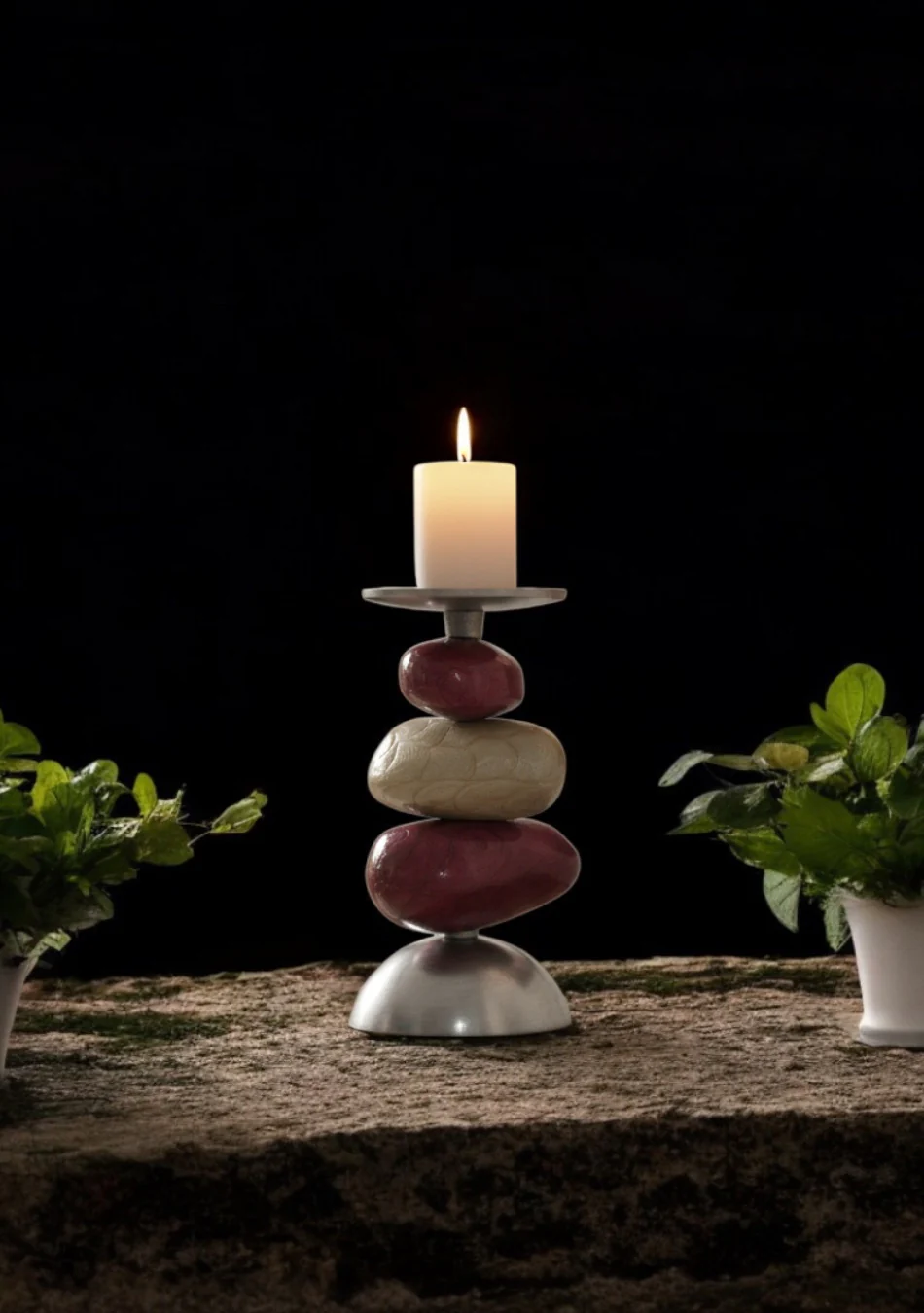 Set of Handmade Aluminium Coloured Candle Holder - Image 3