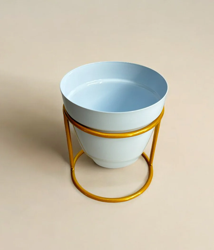 Single Mini Desk Planter With Golden Stand - Image 5