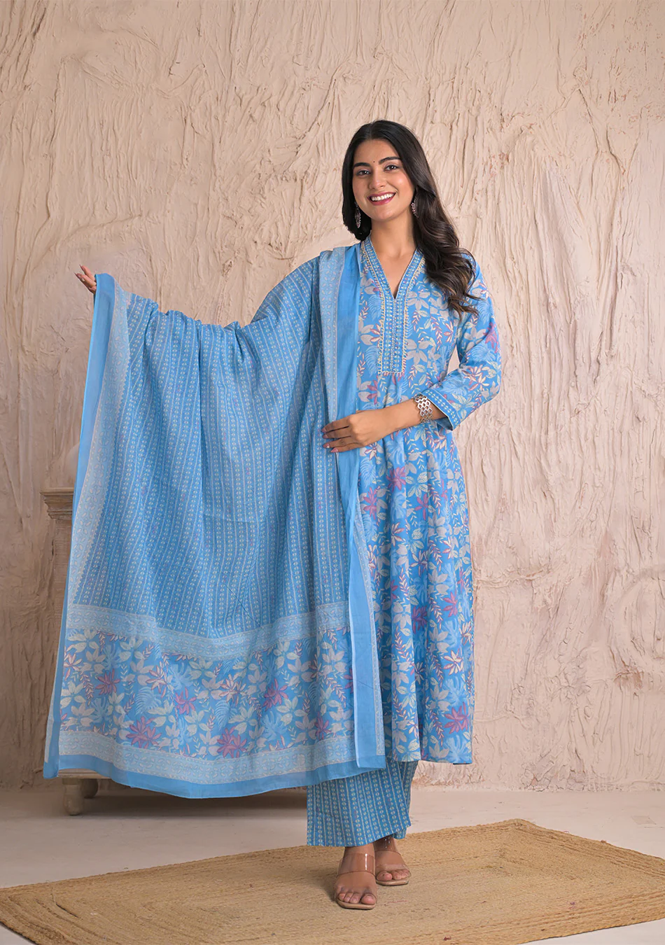 Sky Blossom Breeze Anarkali Set - Image 2