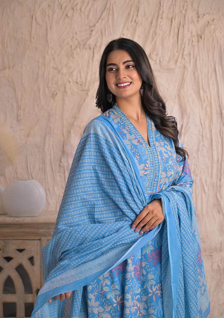 Sky Blossom Breeze Anarkali Set - Image 3