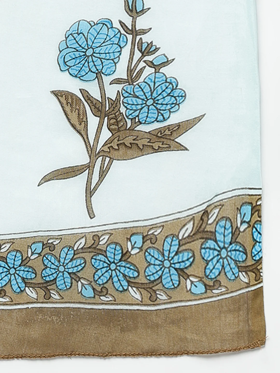 Light Blue Floral Print kurta Pant set with Dupatta - Image 5