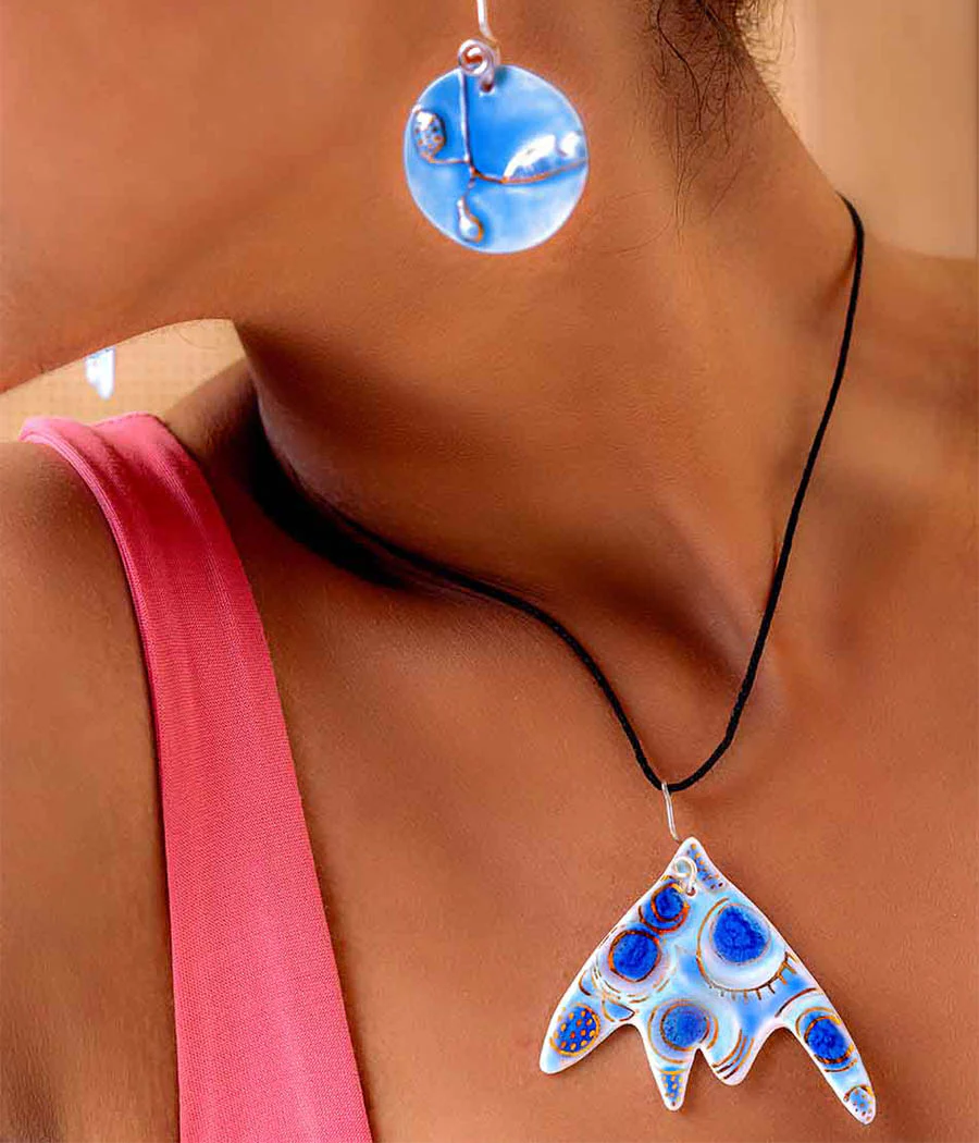 Sky Blue Sea earrings and Pendant Set - Image 3