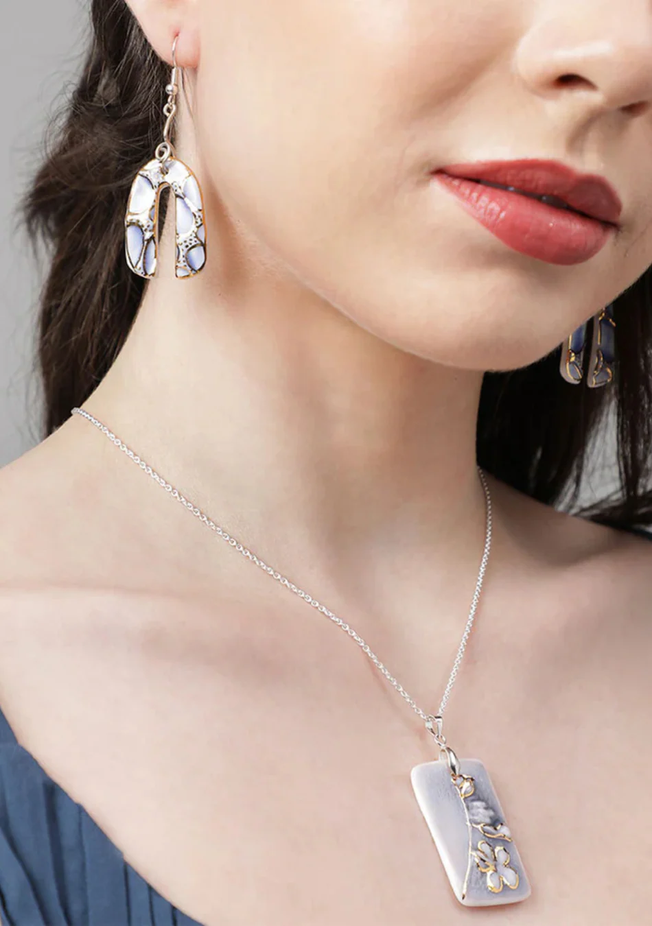 Skyline Curve Earrings Pendant Set