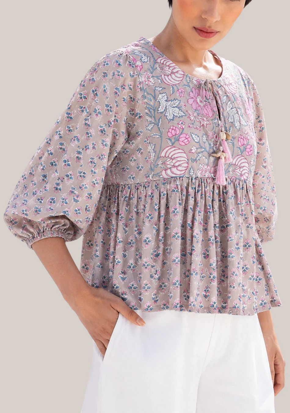 Aravalii Spring Blossom Peplum Top - Image 6