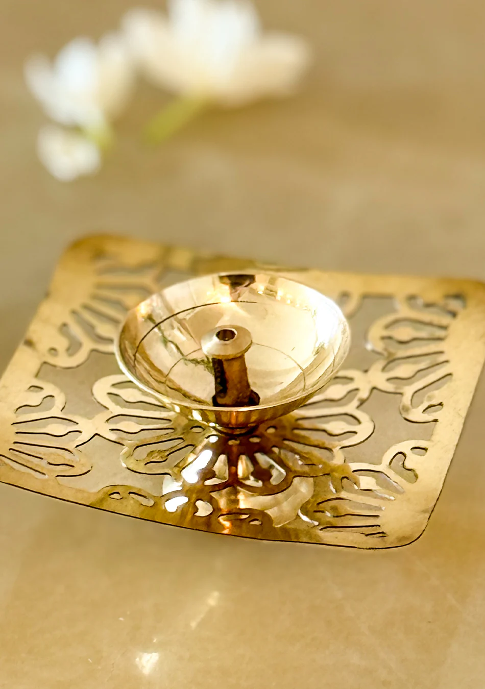 Square Shaped Brass Diya - Image 6