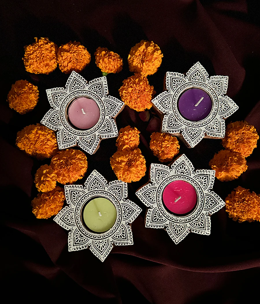 Star Carved Wood Tealight - Set of 4 - Image 9