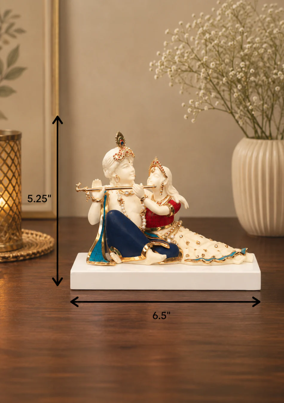 Aravalii Stone Inlay Radha Krishna Figurine - Image 3