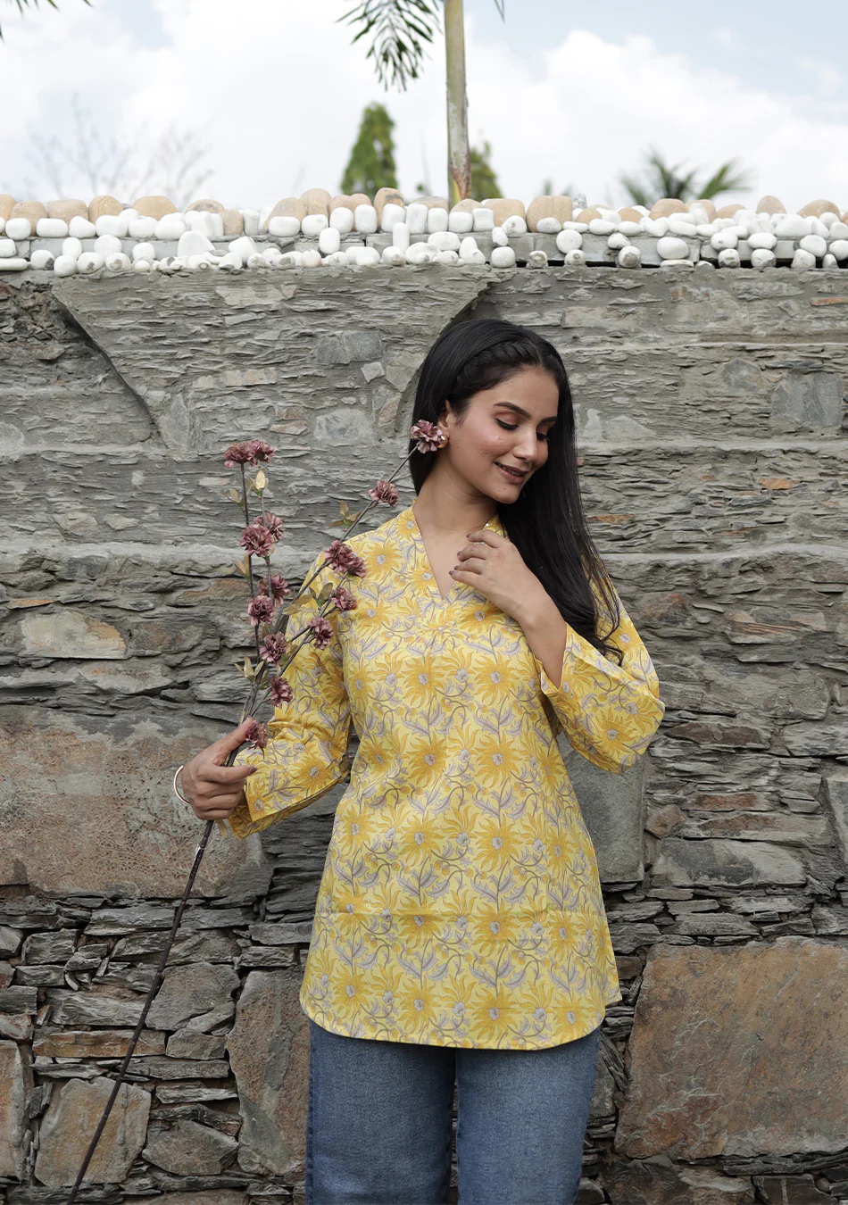 Sunflare Bloom Pleated Top - Image 8