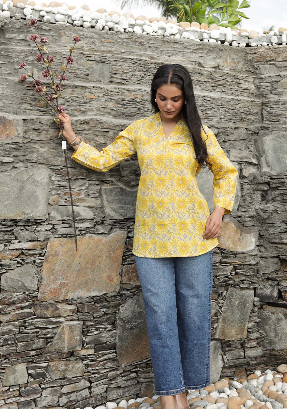 Sunflare Bloom Pleated Top - Image 9