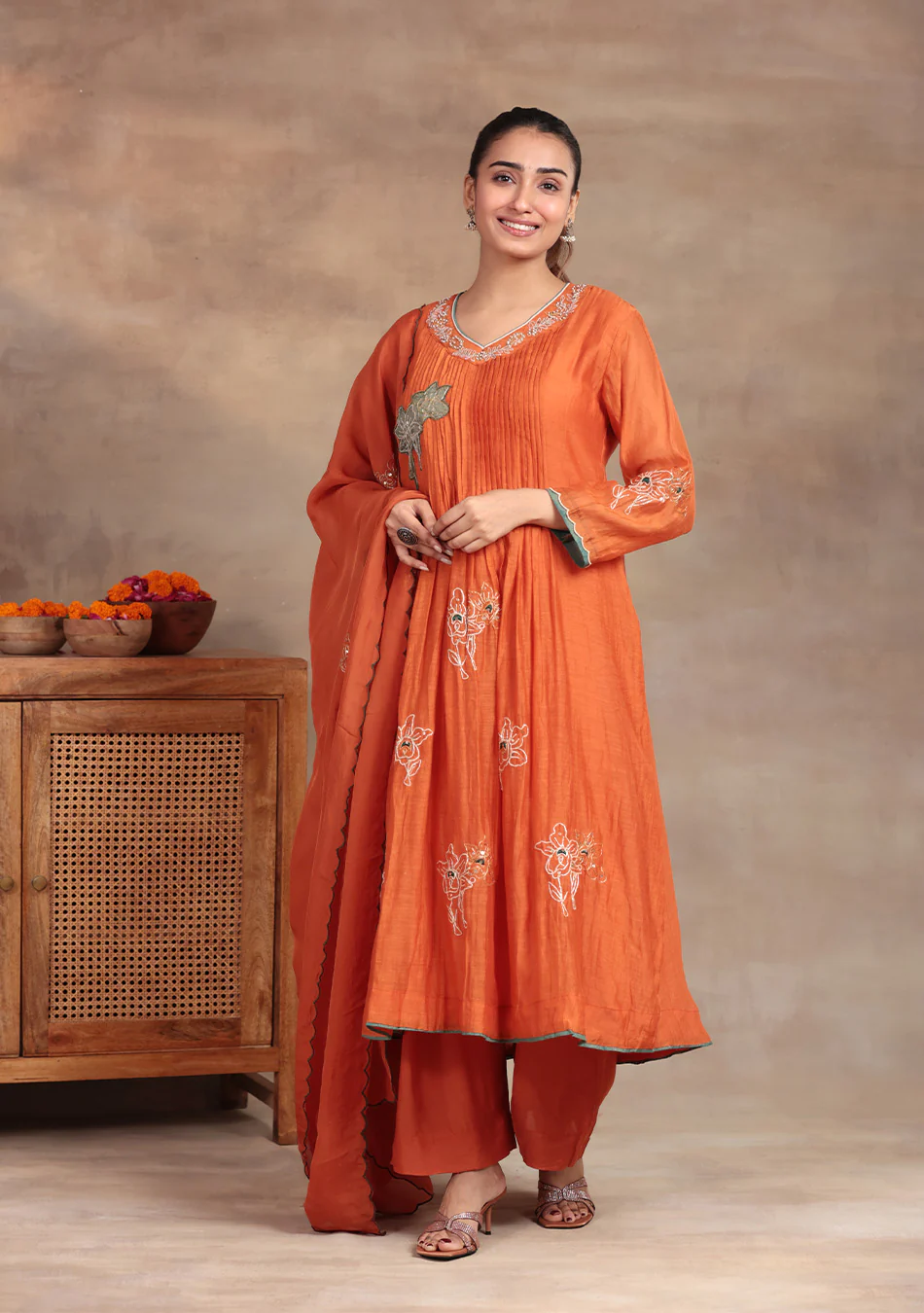 Sunset Glow Embroidered Anarkali Suit Set - Image 2