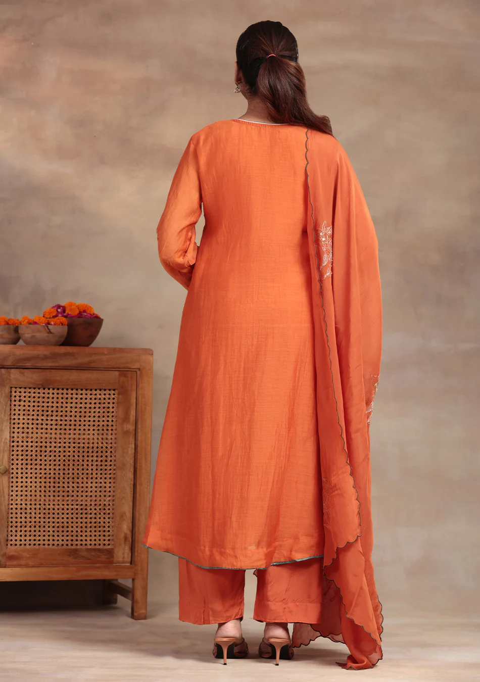 Sunset Glow Embroidered Anarkali Suit Set - Image 3