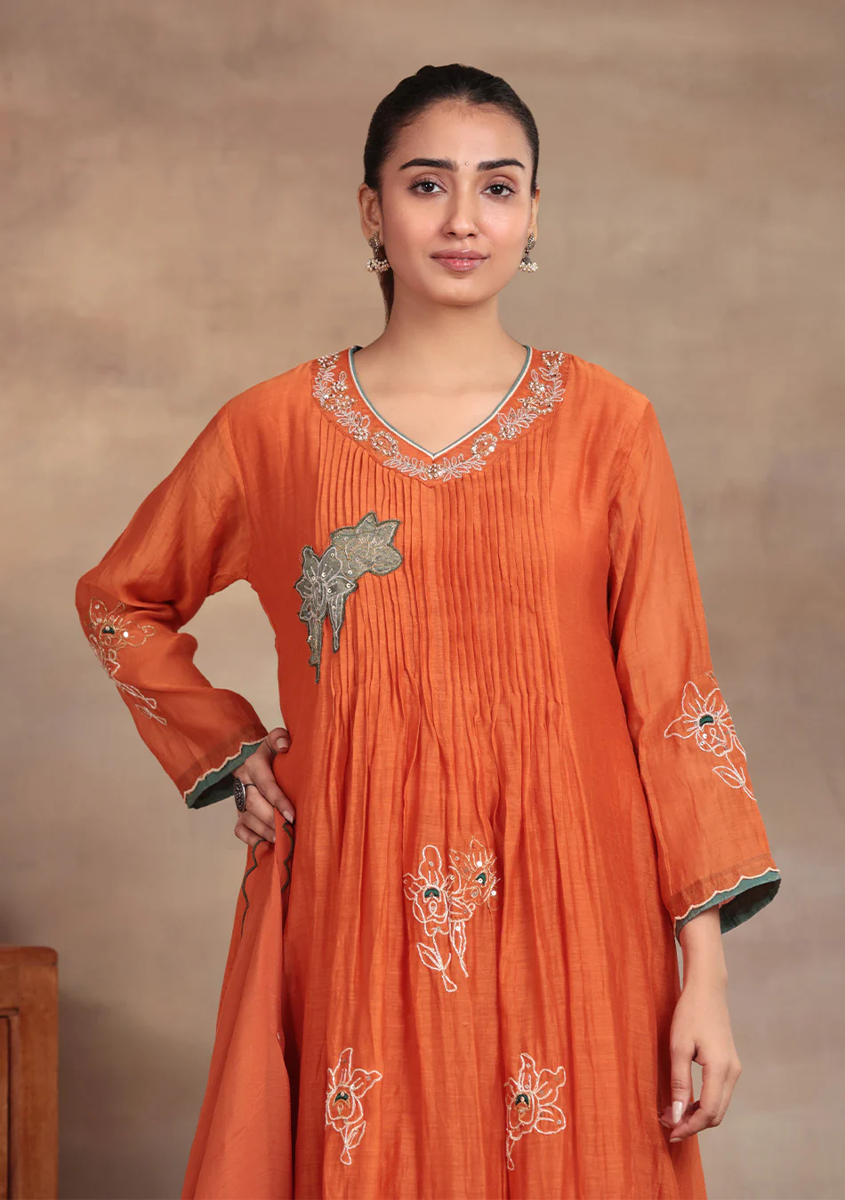 Sunset Glow Embroidered Anarkali Suit Set - Image 4
