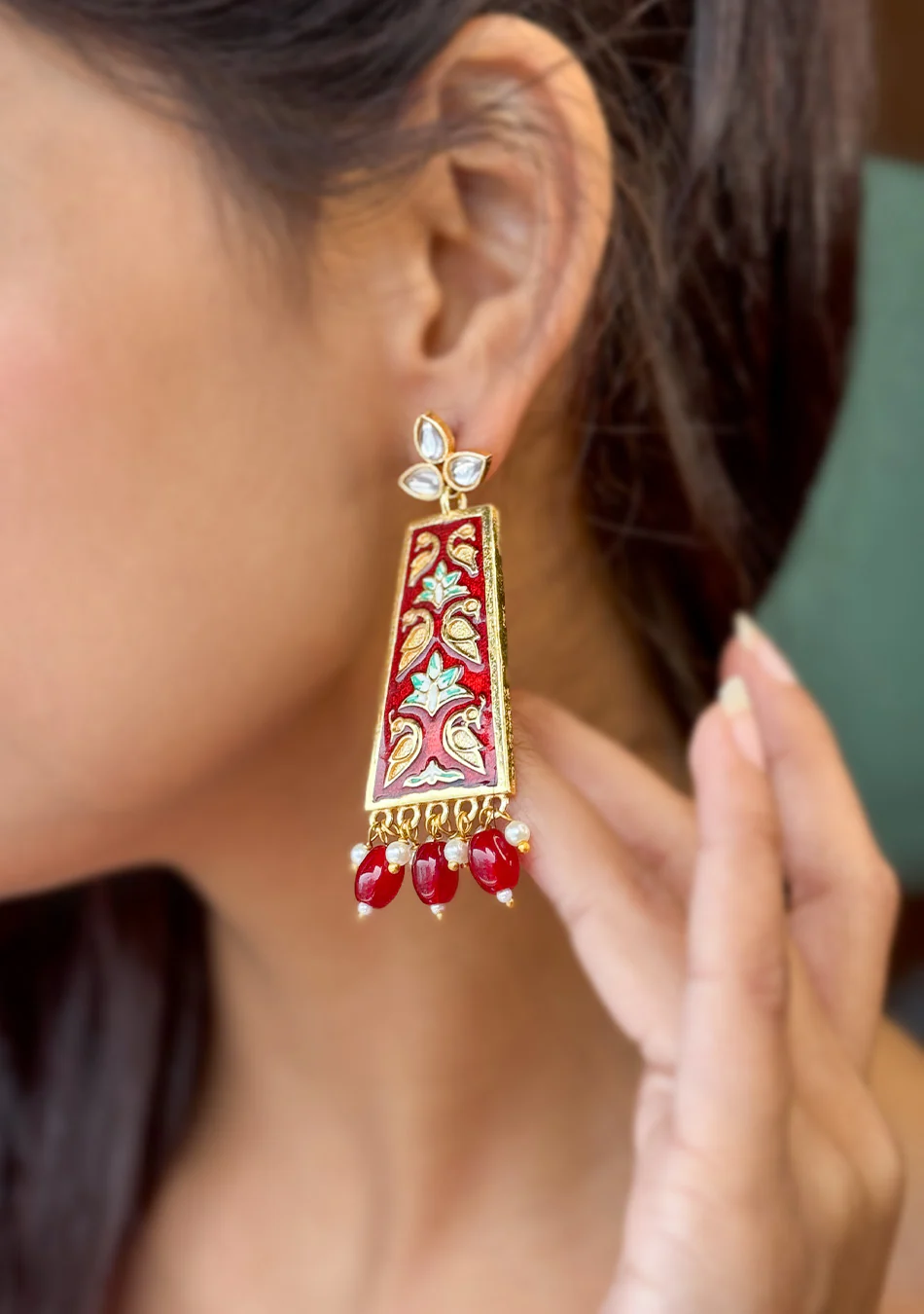 Surkh Meena Earring - Image 3