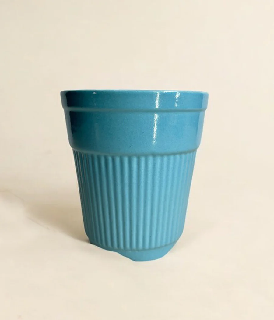Tall Blue Ceramic Planter - Image 2