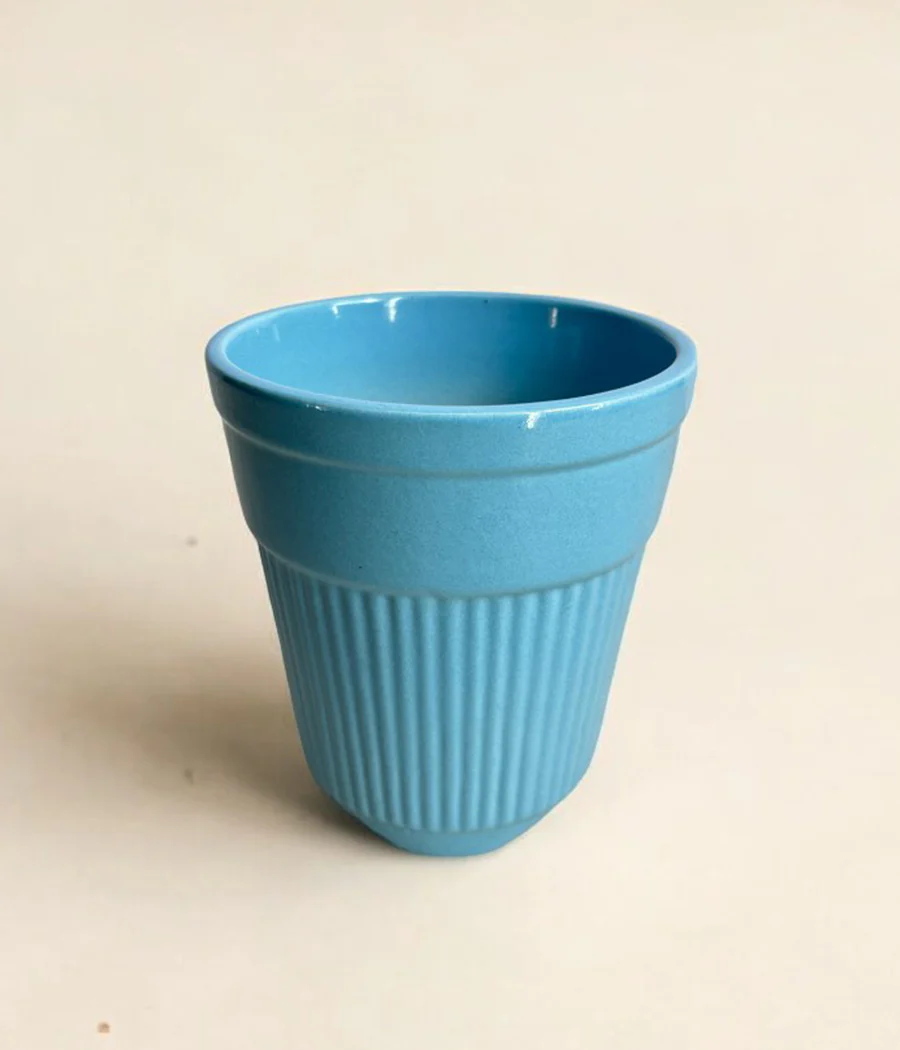 Tall Blue Ceramic Planter - Image 3