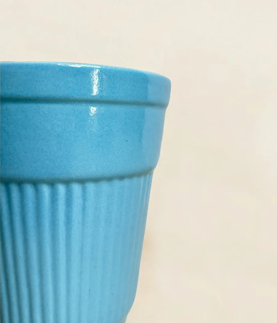 Tall Blue Ceramic Planter - Image 4
