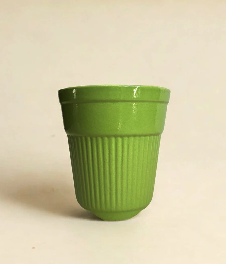 Tall Green Ceramic Planter - Image 2