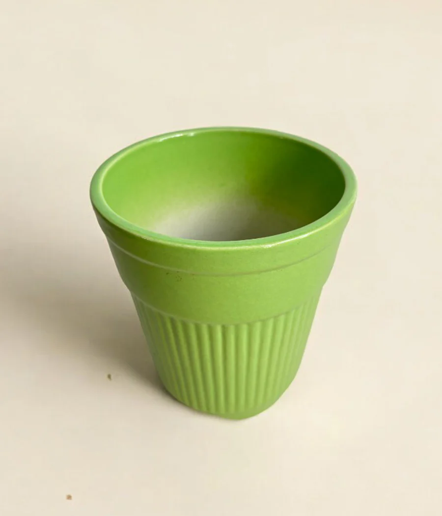 Tall Green Ceramic Planter - Image 3