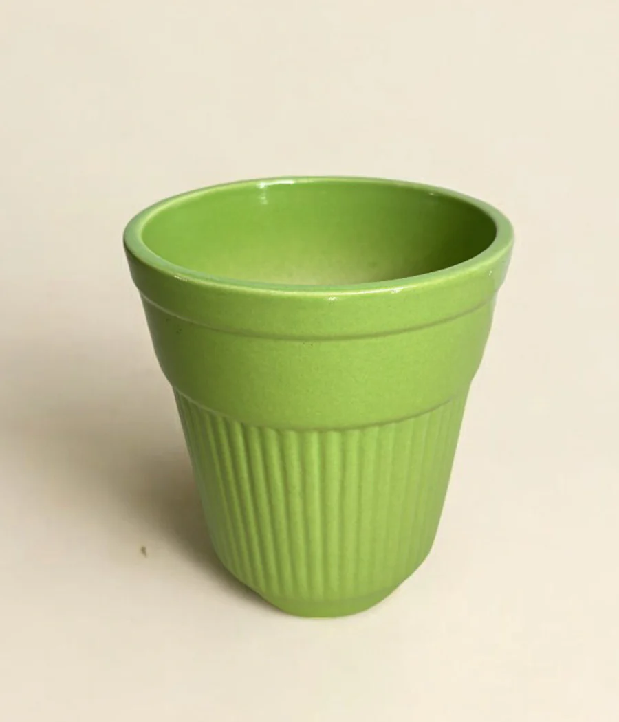 Tall Green Ceramic Planter - Image 6
