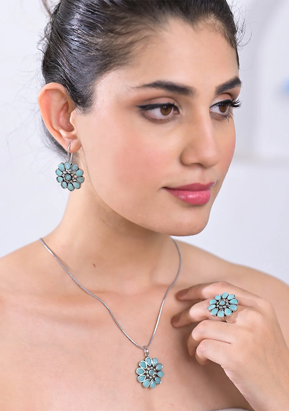 Teal Bloom Pendant Set - Image 3