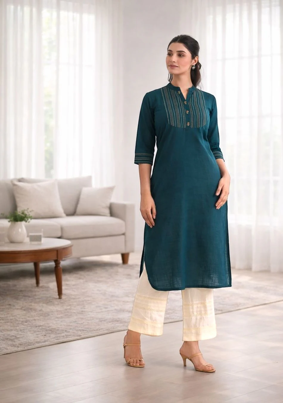 Teal Essence Straight Kurta
