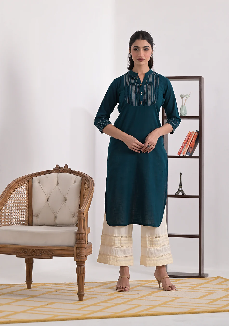 Teal Essence Straight Kurta - Image 7
