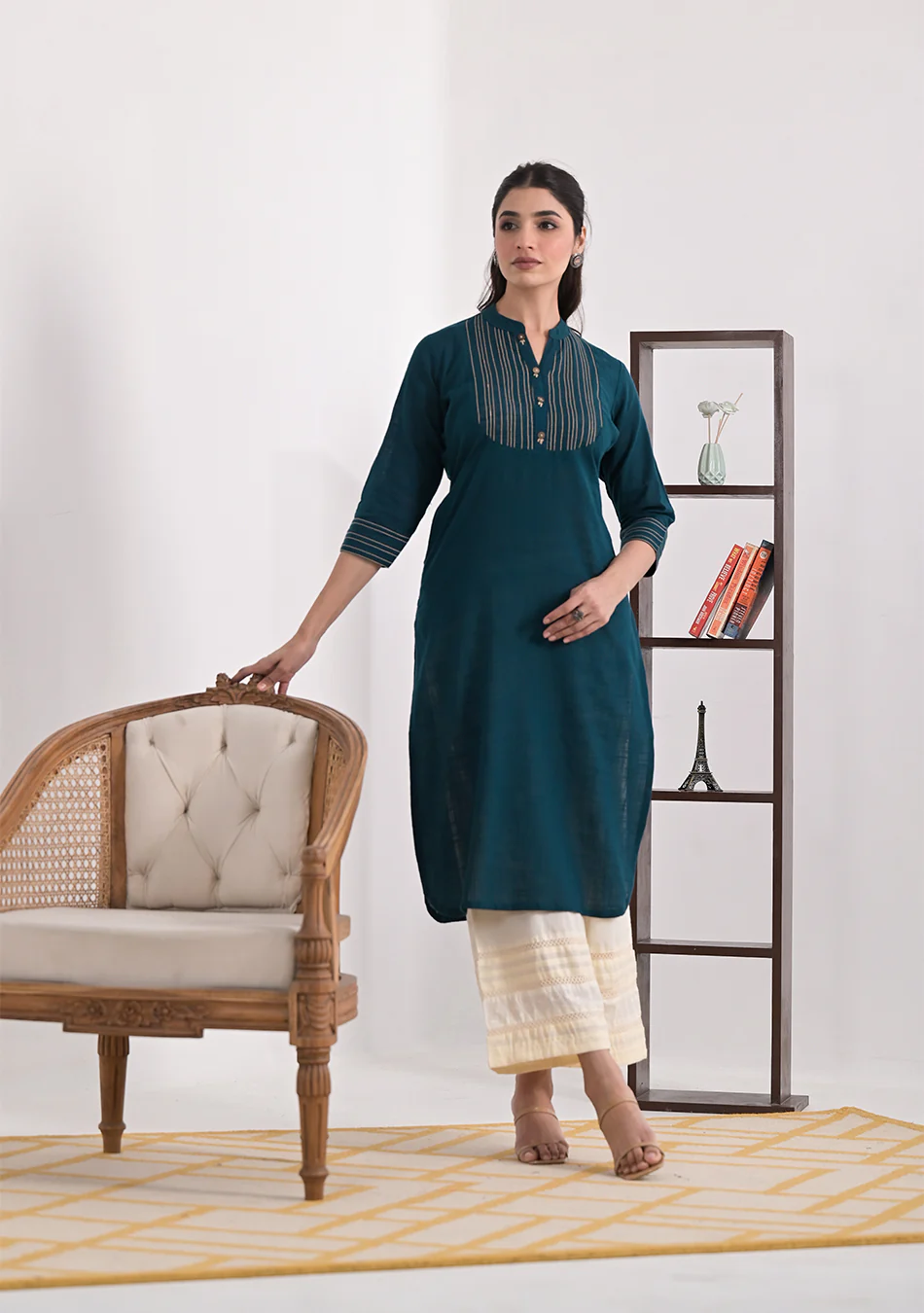 Teal Essence Straight Kurta - Image 8