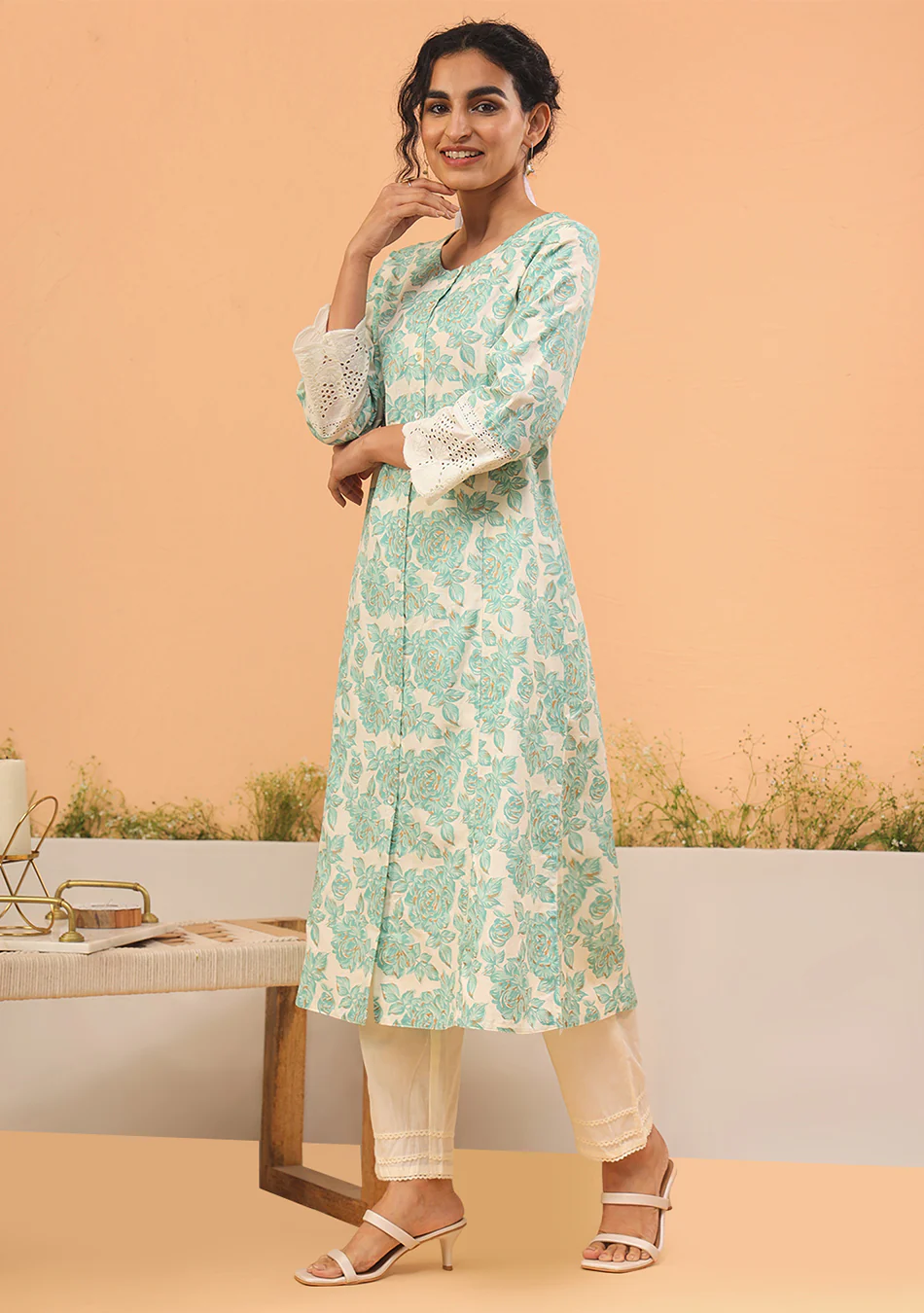 Aravalii Mint Fleur A-Line Kurta - Image 2