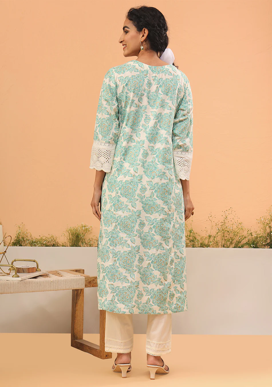 Aravalii Mint Fleur A-Line Kurta - Image 3