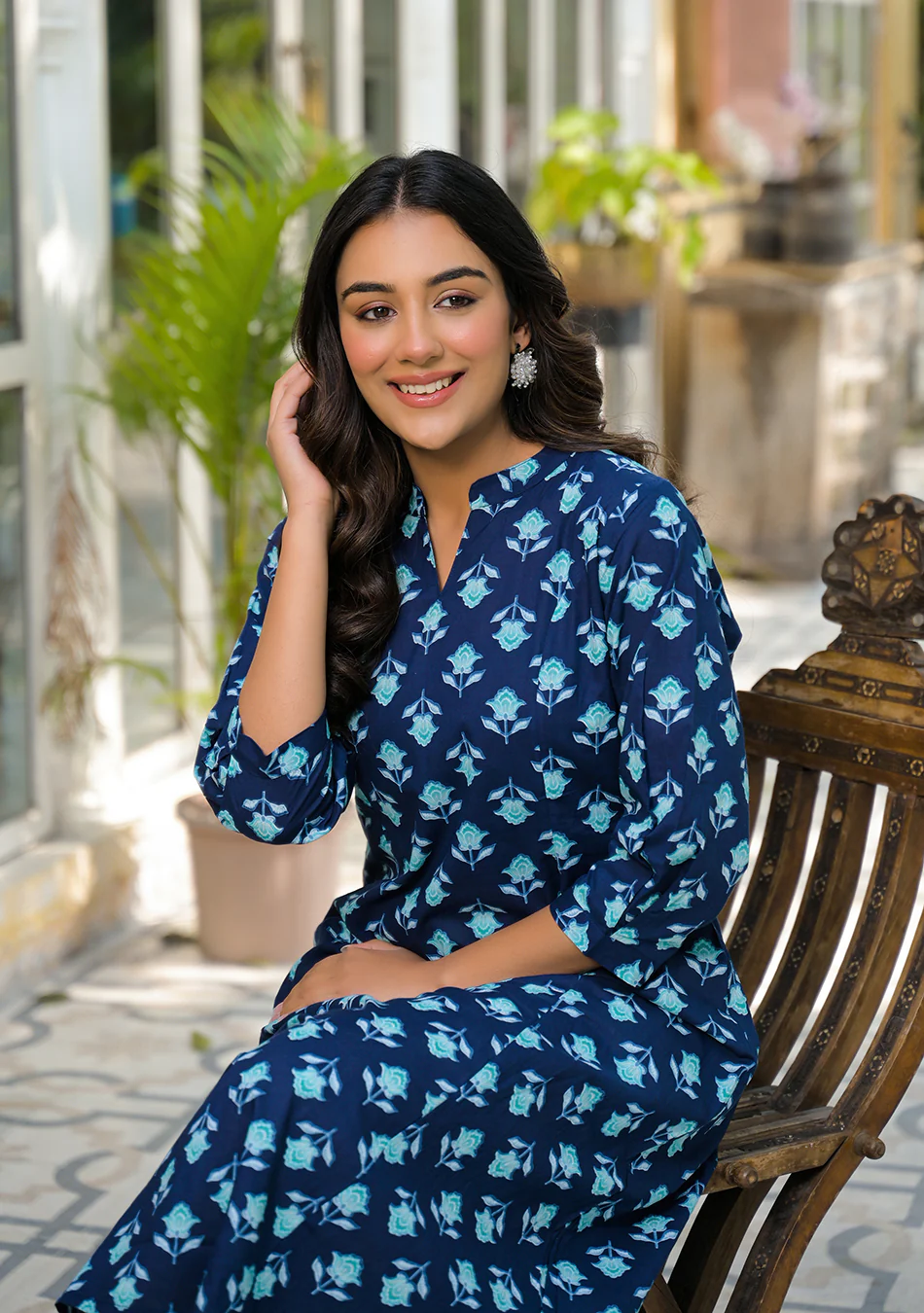 Aravalii Teal Botanica Kurta - Image 3