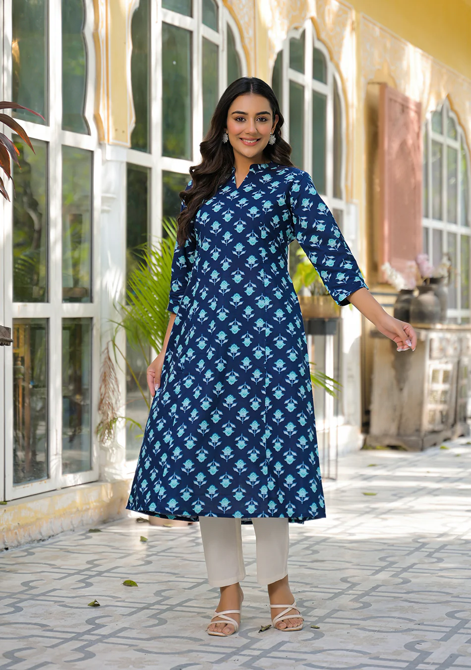 Aravalii Teal Botanica Kurta - Image 4
