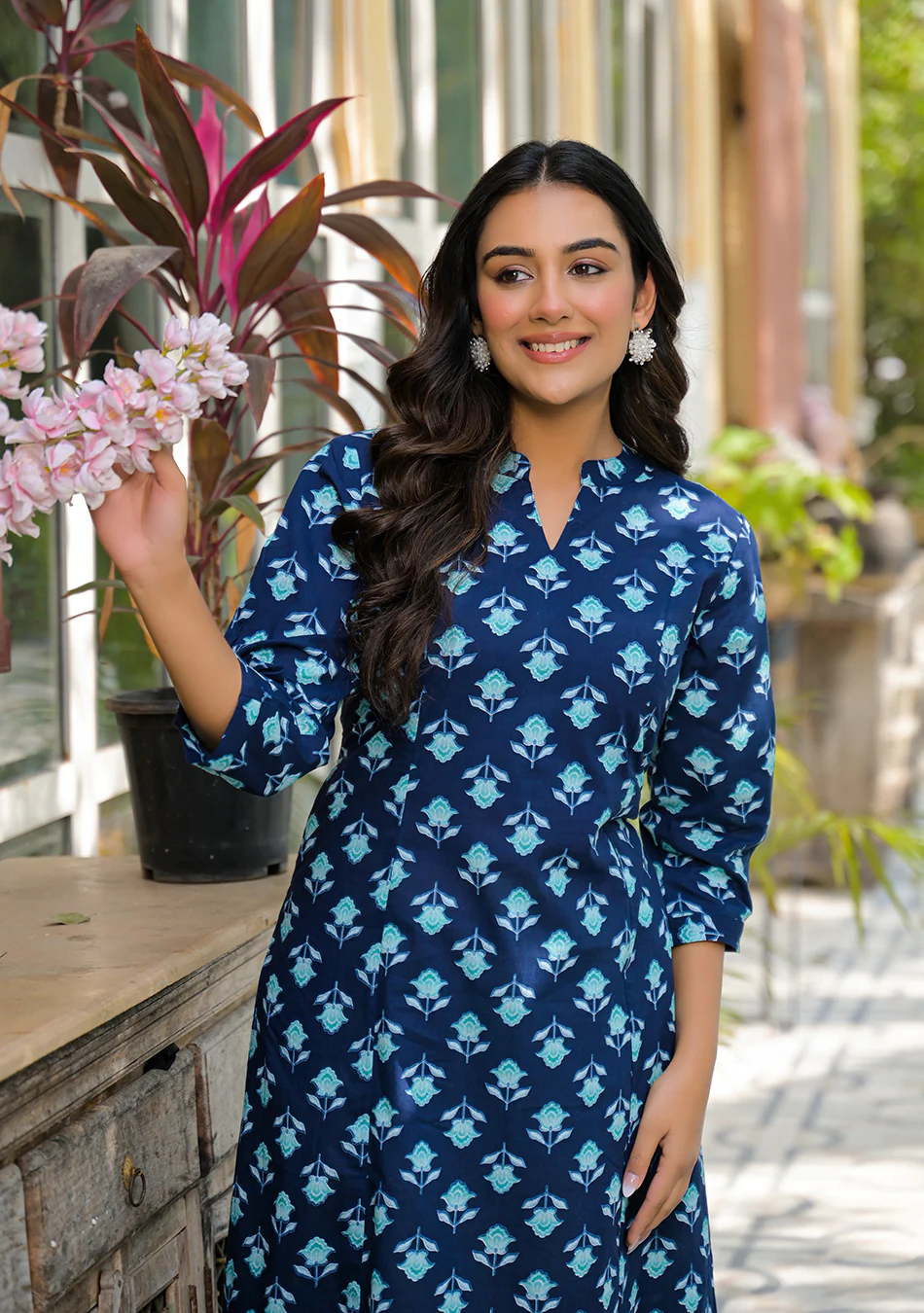 Aravalii Teal Botanica Kurta - Image 8