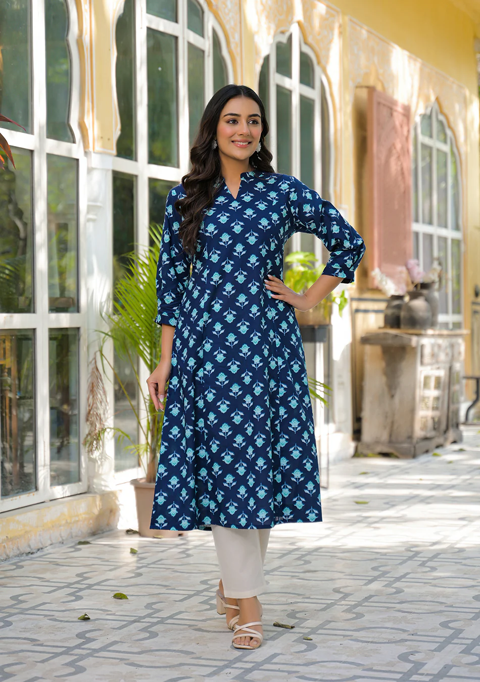 Aravalii Teal Botanica Kurta - Image 9