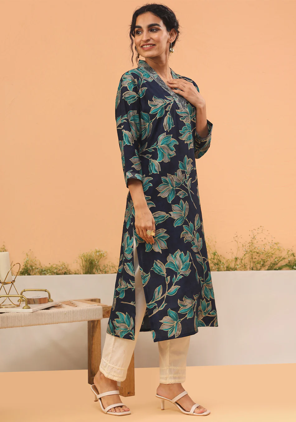 Aravalii Midnight Teal Élan Kurta