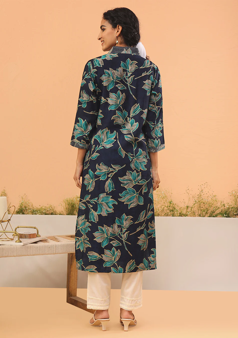 Aravalii Midnight Teal Élan Kurta - Image 5