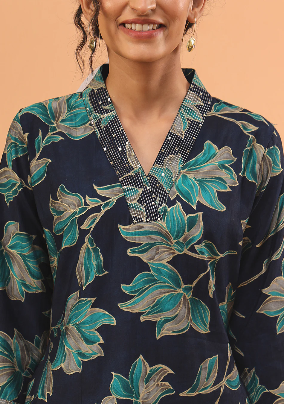 Aravalii Midnight Teal Élan Kurta - Image 6