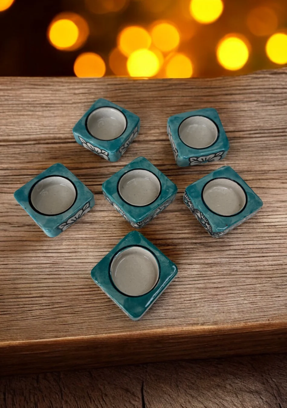 Teal handcrafted floral tealight Diya - Image 6